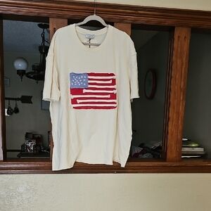 Classic Cream Tee with Flag Design